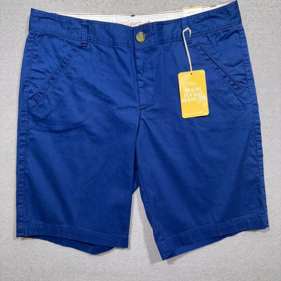 Dockers Blue Shorts 12 Button Back Pockets Casual Cotton Summer Resort Chic New - Picture 1 of 7